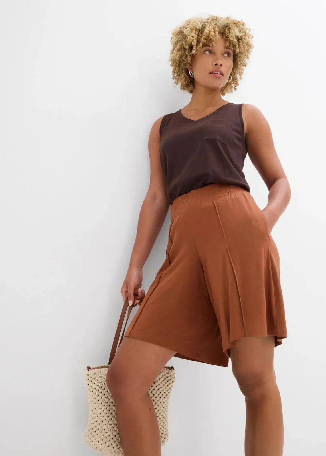 bonprix Bekleidung·Outdoorbekleidung|Bekleidung·Kleider^Jersey-Bermuda mit Bequembund ziegelbraun
