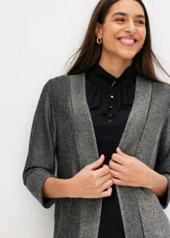 bonprix Bekleidung·Basics|Blazer^Jersey-Blazer schwarz/silber