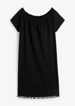 bonprix Kleider^Jersey-Carmenkleid aus reiner Baumwolle schwarz
