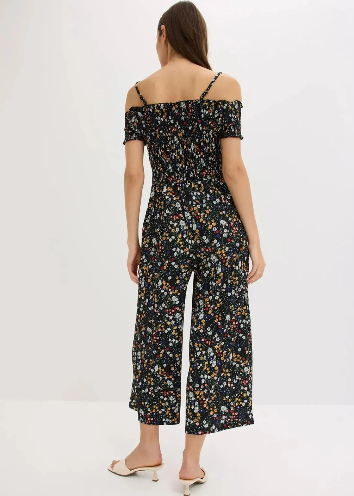 bonprix Bekleidung·Homewear|Jumpsuits^Jerseycrepe-Jumpsuit schwarz geblümt