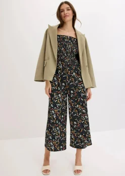 bonprix Bekleidung·Homewear|Jumpsuits^Jerseycrepe-Jumpsuit schwarz geblümt