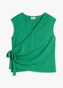 bonprix Shirts & Tops^Jerseycrepe-Shirt in Wickeloptik edelsteingrün