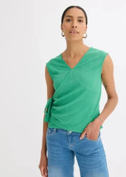 bonprix Shirts & Tops^Jerseycrepe-Shirt in Wickeloptik edelsteingrün