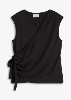 bonprix Shirts & Tops^Jerseycrepe-Shirt in Wickeloptik schwarz