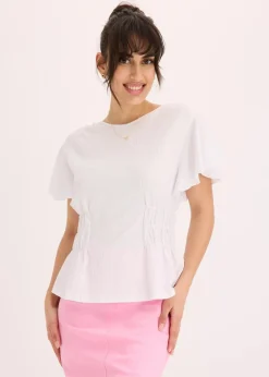 bonprix Shirts & Tops^Jerseycrepe-Shirt mit Smock weiß