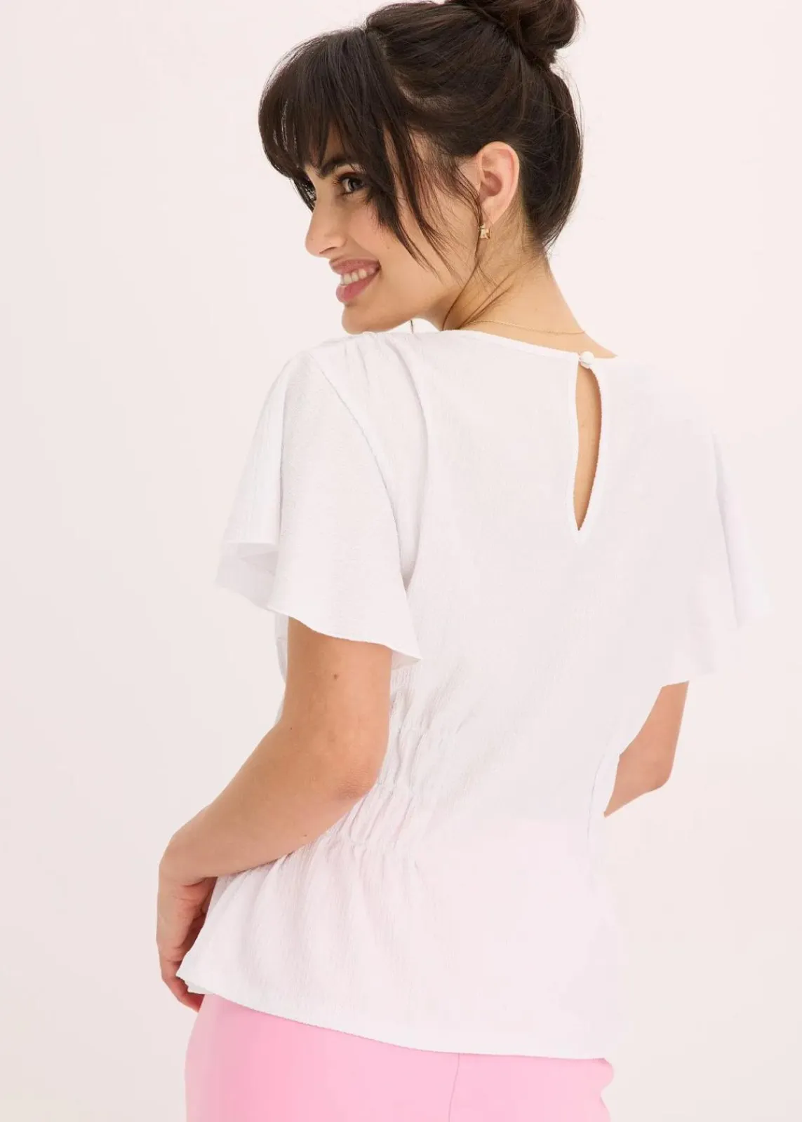 bonprix Shirts & Tops^Jerseycrepe-Shirt mit Smock weiß