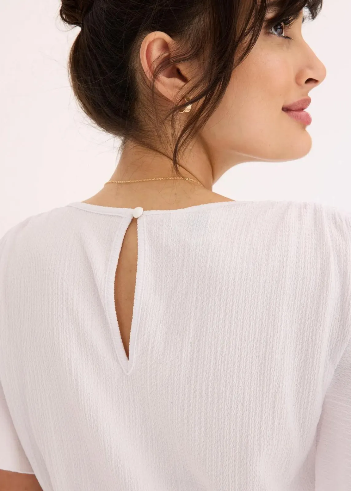 bonprix Shirts & Tops^Jerseycrepe-Shirt mit Smock weiß