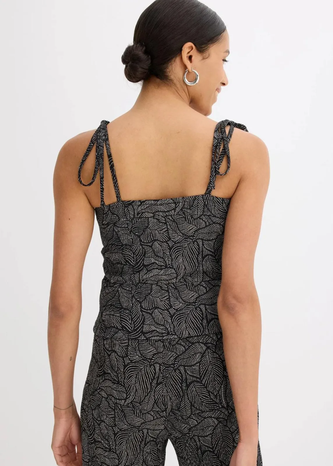 bonprix Zweiteiler & Sets|Shirts & Tops^Jerseycrepe-Top schwarz/weiß bedruckt