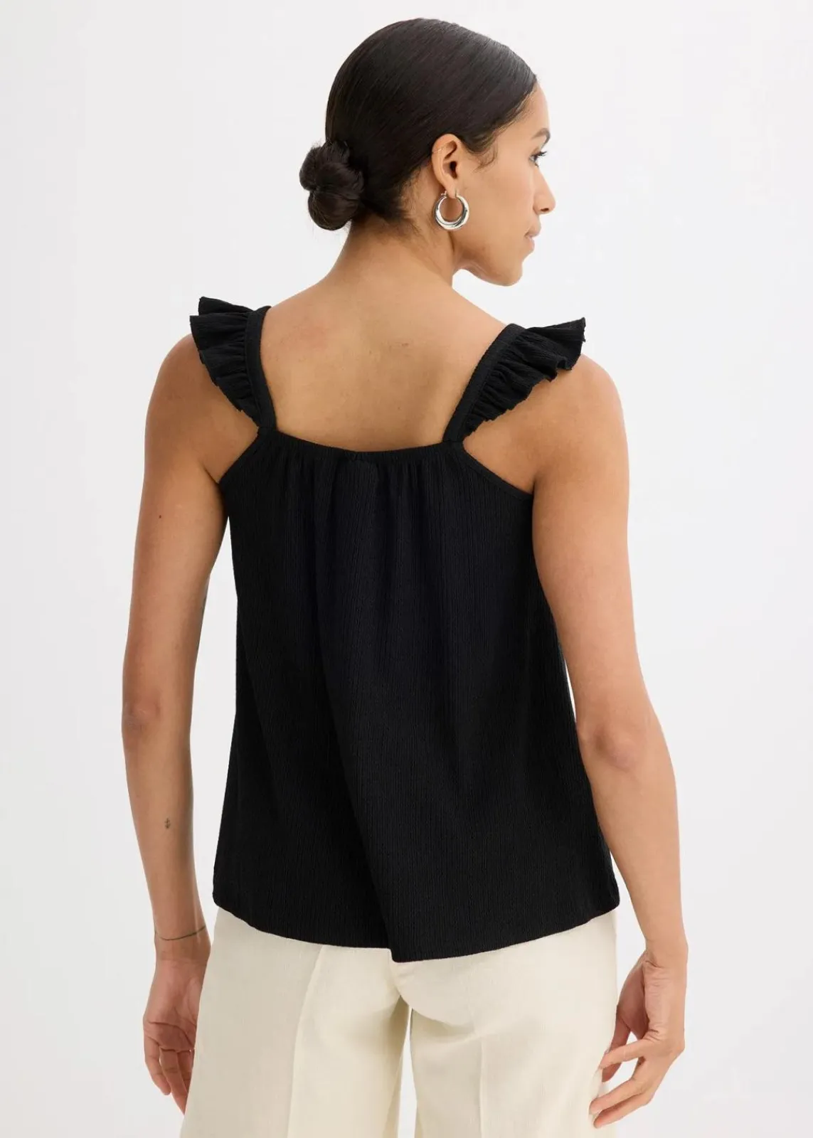 bonprix Shirts & Tops^Jerseycrepe-Top mit Volant-Träger schwarz