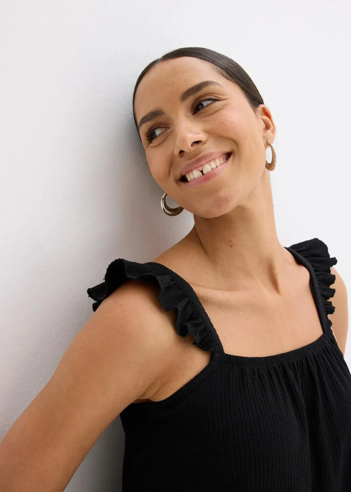 bonprix Shirts & Tops^Jerseycrepe-Top mit Volant-Träger schwarz