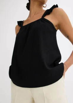 bonprix Shirts & Tops^Jerseycrepe-Top mit Volant-Träger schwarz
