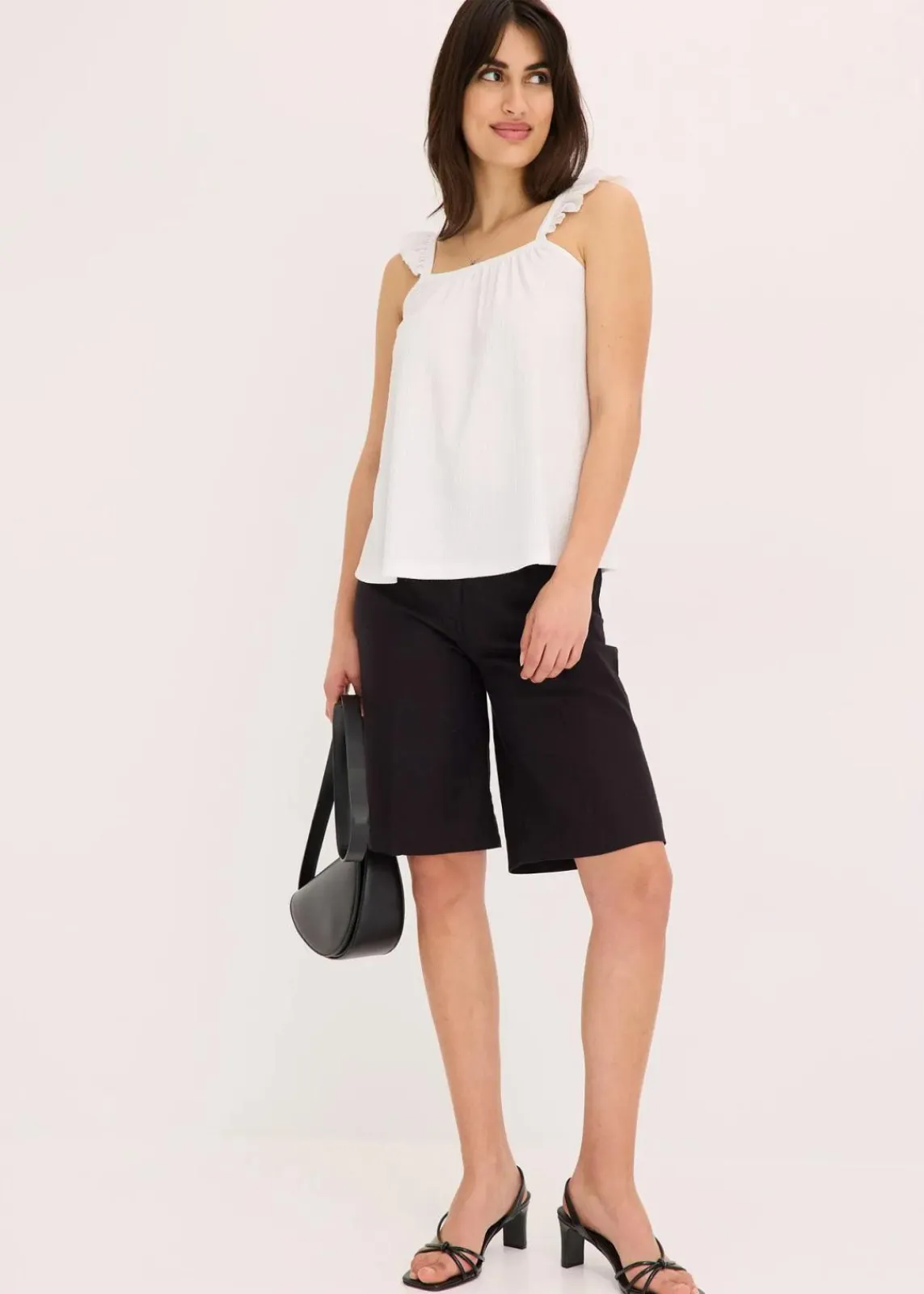 bonprix Shirts & Tops^Jerseycrepe-Top mit Volant-Träger weiß