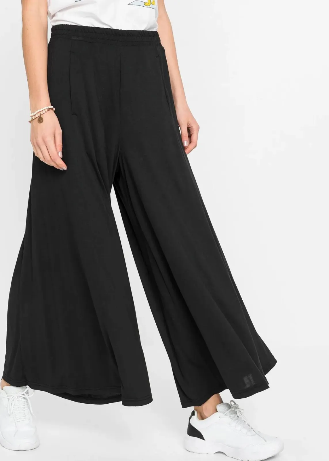 bonprix Bekleidung·Kleider|Hosen^Jersey-Culotte mit weitem Bein schwarz
