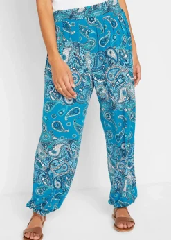 bonprix Hosen|Bekleidung·Kleider^Jersey-Haremshose aus fließendem Viskose-Mix türkisblau paisley