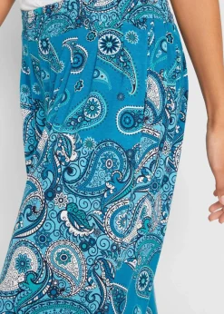 bonprix Hosen|Bekleidung·Kleider^Jersey-Haremshose aus fließendem Viskose-Mix türkisblau paisley