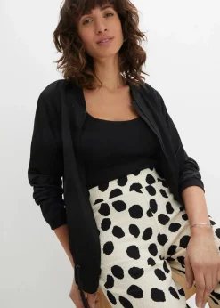 bonprix Bekleidung·Kleider|Hosen^Jersey-Hose kieselbeige/schwarz gepunktet