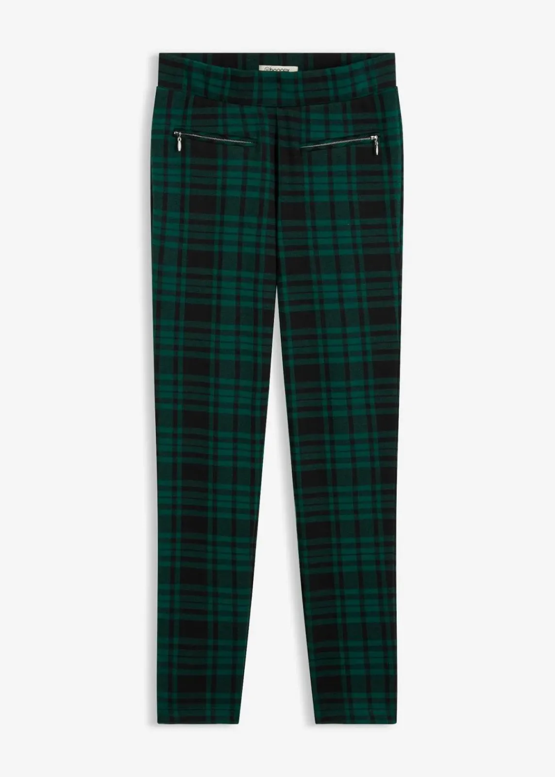 bonprix Hosen|Bekleidung·Kleider^Jersey-Hose waldgrün/schwarz kariert