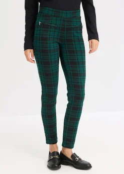 bonprix Hosen|Bekleidung·Kleider^Jersey-Hose waldgrün/schwarz kariert