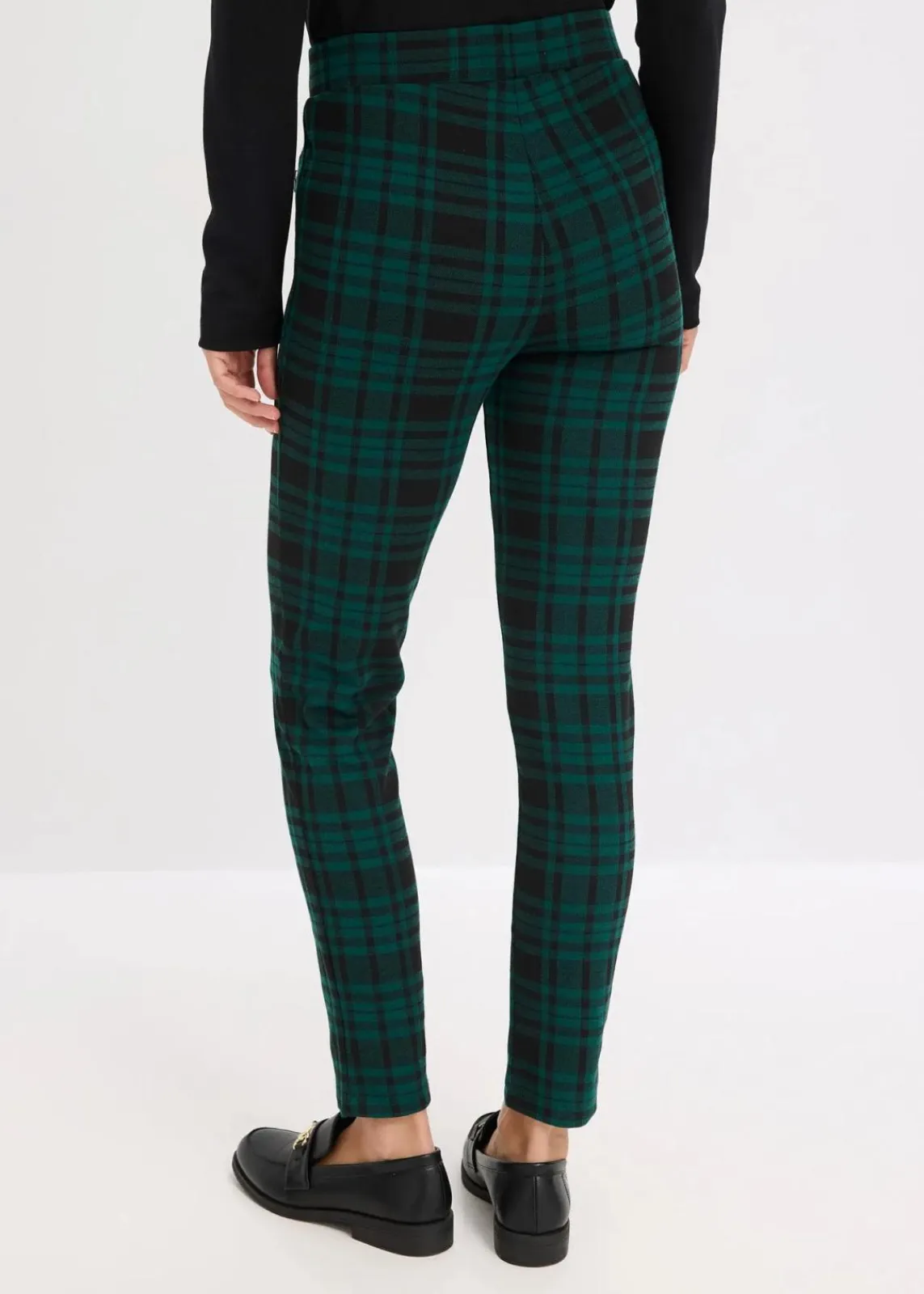 bonprix Hosen|Bekleidung·Kleider^Jersey-Hose waldgrün/schwarz kariert