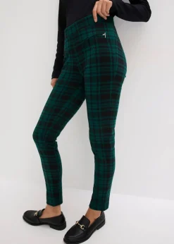 bonprix Hosen|Bekleidung·Kleider^Jersey-Hose waldgrün/schwarz kariert