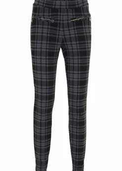 bonprix Hosen|Bekleidung·Kleider^Jersey-Hose schwarz/rauchgrau kariert