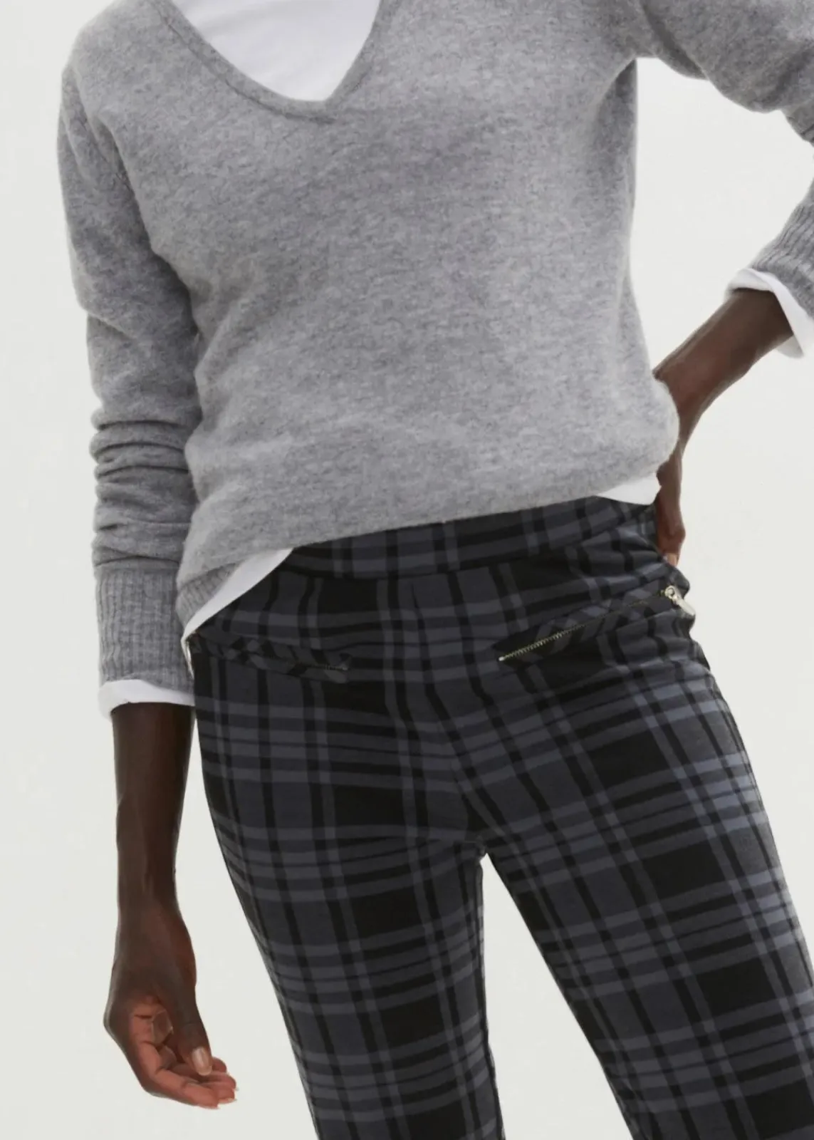 bonprix Hosen|Bekleidung·Kleider^Jersey-Hose schwarz/rauchgrau kariert