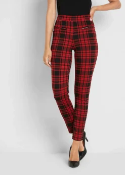 bonprix Bekleidung·Kleider|Hosen^Jersey-Hose granatrot/schwarz kariert