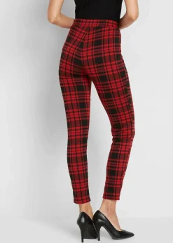 bonprix Bekleidung·Kleider|Hosen^Jersey-Hose granatrot/schwarz kariert