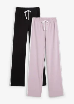bonprix Hosen|Basics^Jersey-Hose aus Baumwolle mit Stretch (2er Pack) schwarz + rauchflieder