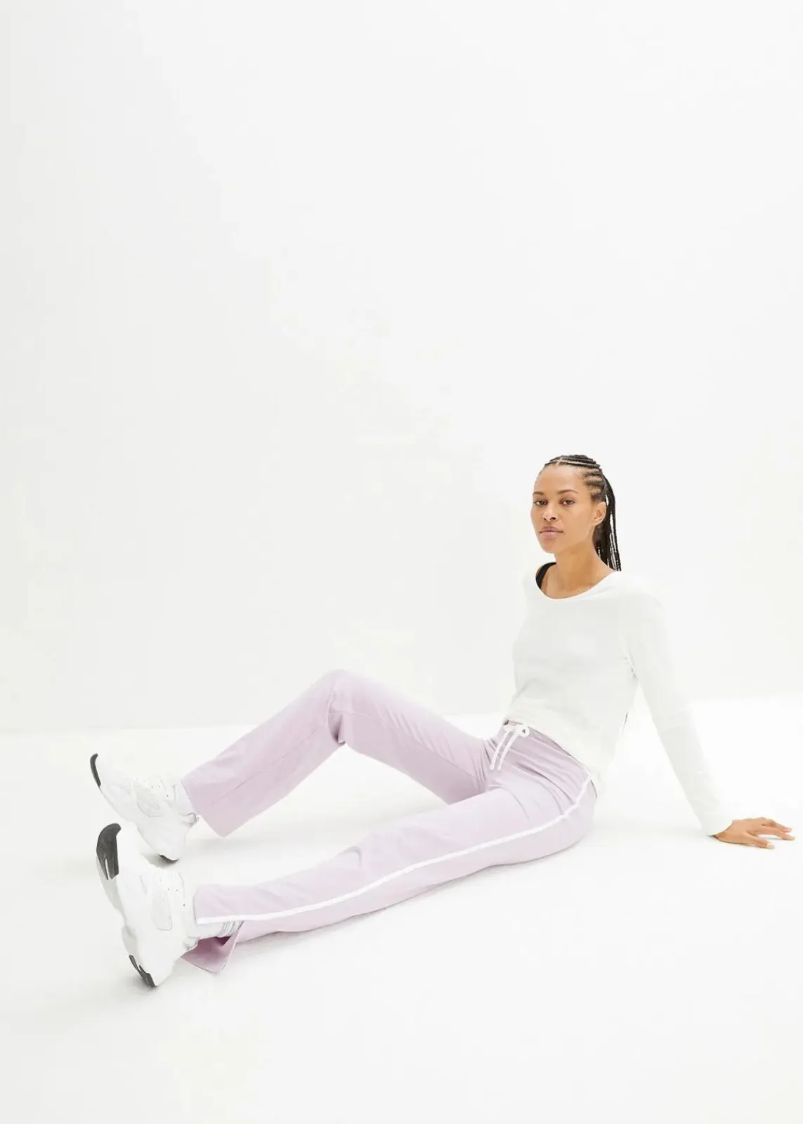 bonprix Hosen|Basics^Jersey-Hose aus Baumwolle mit Stretch (2er Pack) schwarz + rauchflieder