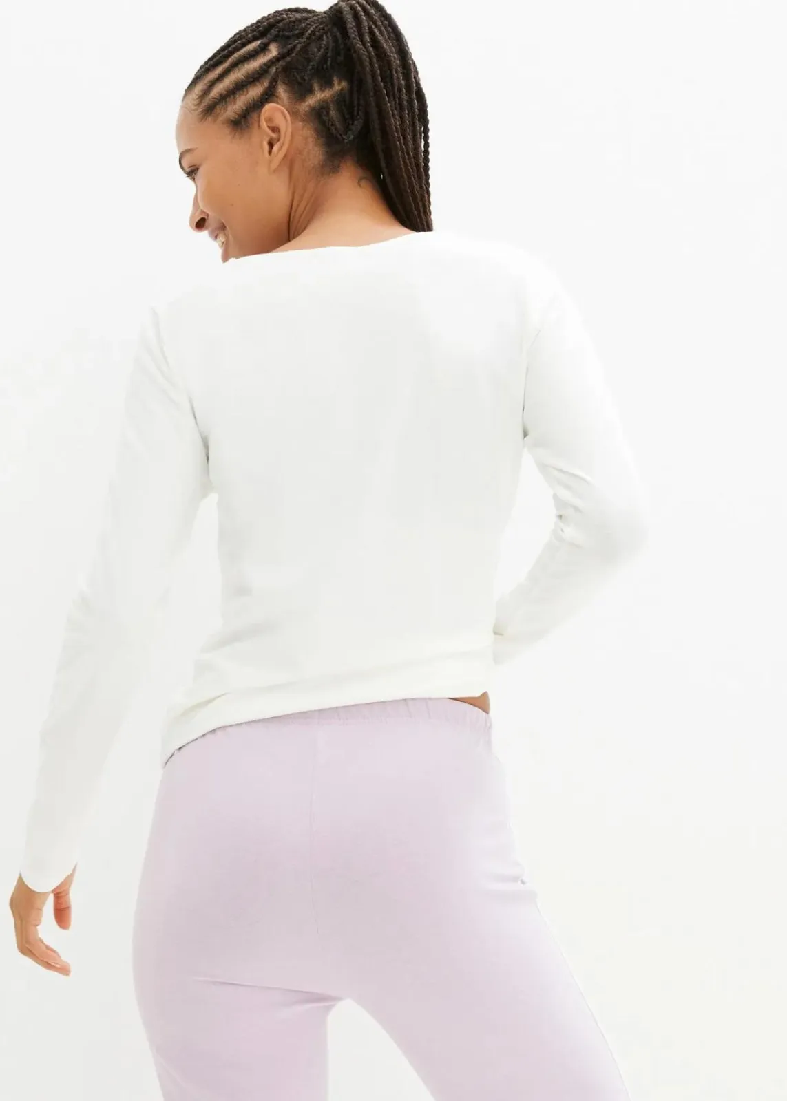 bonprix Hosen|Basics^Jersey-Hose aus Baumwolle mit Stretch (2er Pack) schwarz + rauchflieder
