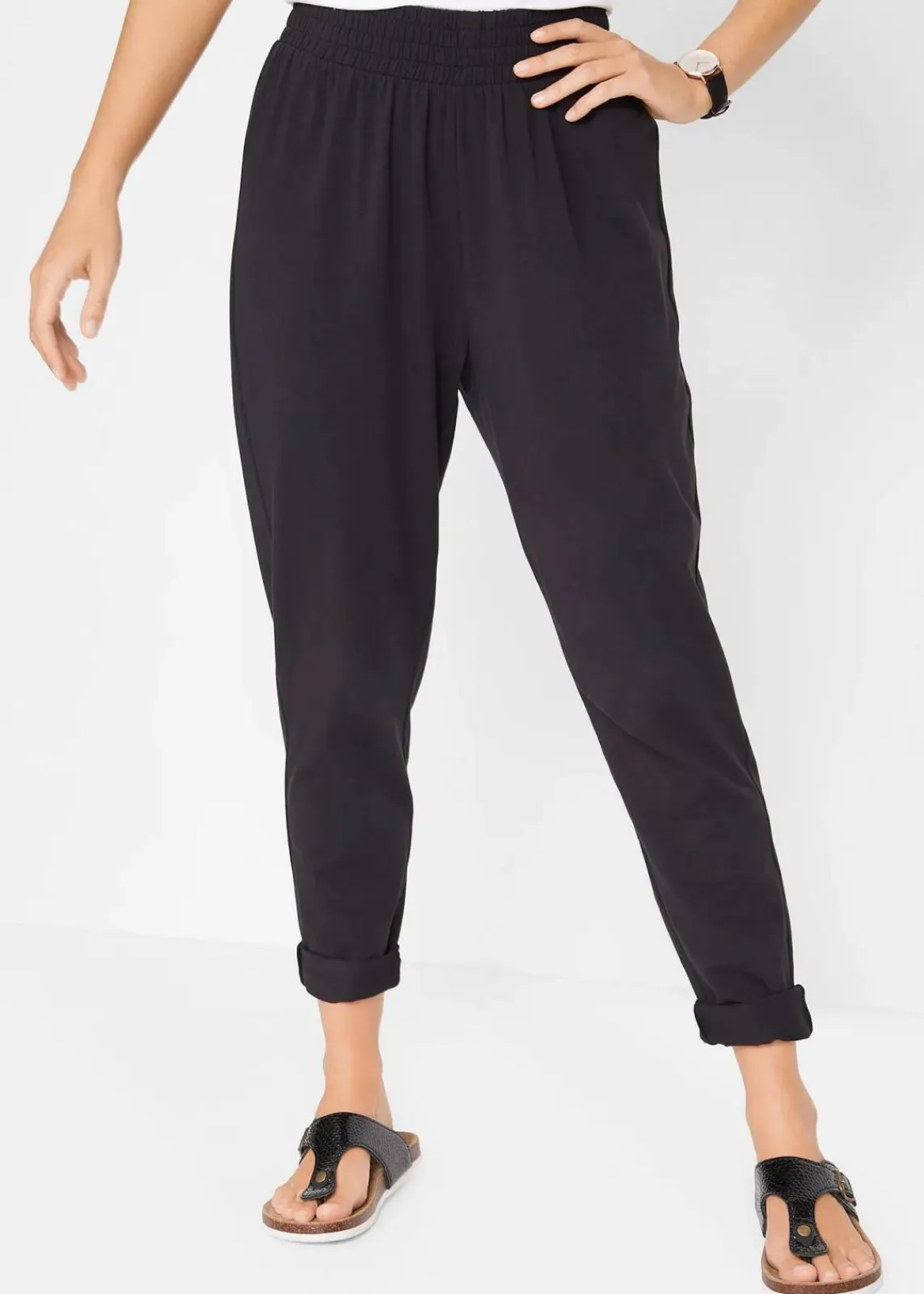 bonprix Bekleidung·Kleider|Hosen^Jerseyhose aus Baumwoll-Mix schwarz