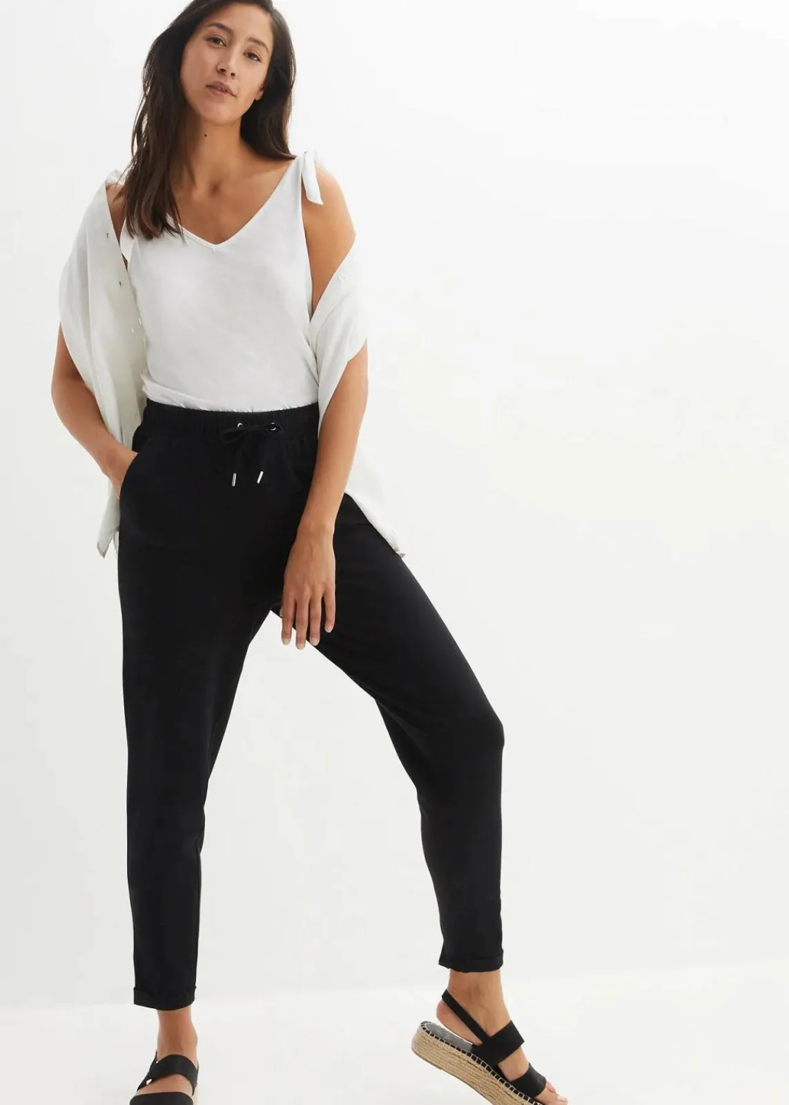 bonprix Bekleidung·Kleider|Hosen^Jersey-Hose aus elastischem Baumwoll-Mix schwarz
