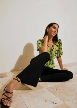 bonprix Bekleidung·Kleider|Hosen^Jersey-Hose aus fließendem Viskose-Mix schwarz
