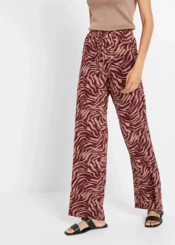 bonprix Nachhaltigere Materialien|Hosen^Jersey-Hose aus fließendem Viskose-Mix dunkelbeere/graubraun zebra bedruckt
