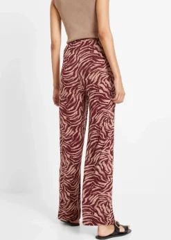 bonprix Nachhaltigere Materialien|Hosen^Jersey-Hose aus fließendem Viskose-Mix dunkelbeere/graubraun zebra bedruckt