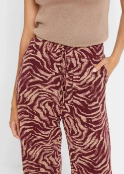bonprix Nachhaltigere Materialien|Hosen^Jersey-Hose aus fließendem Viskose-Mix dunkelbeere/graubraun zebra bedruckt