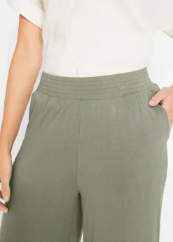bonprix Hosen|Nachhaltigere Materialien^Jersey-Hose aus fließendem Viskose-Mix, 7-8-Länge oliv