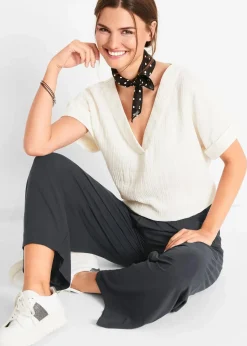 bonprix Hosen|Nachhaltigere Materialien^Jersey-Hose aus fließendem Viskose-Mix, 7-8-Länge schwarz