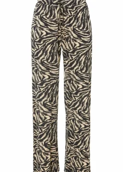 bonprix Bekleidung·Kleider|Hosen^Jersey-Hose aus fließendem Viskose-Mix schwarz/latte macchiato zebra bedruckt