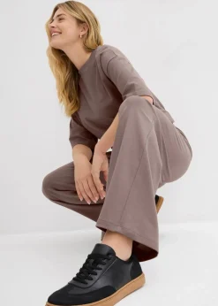 bonprix Bekleidung·Kleider|Nachhaltigere Materialien^Jersey-Hose aus Interlock lehmbraun