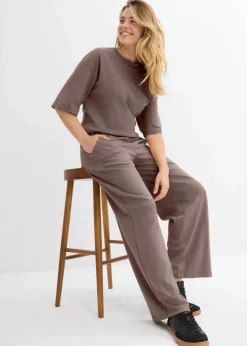 bonprix Bekleidung·Kleider|Nachhaltigere Materialien^Jersey-Hose aus Interlock lehmbraun