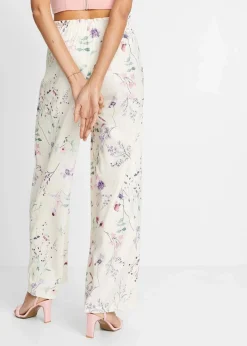 bonprix Bekleidung·Kleider|Hosen^Jersey-Hose aus luftigem Crêpe naturbeige geblümt