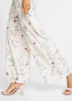 bonprix Bekleidung·Kleider|Hosen^Jersey-Hose aus luftigem Crêpe naturbeige geblümt