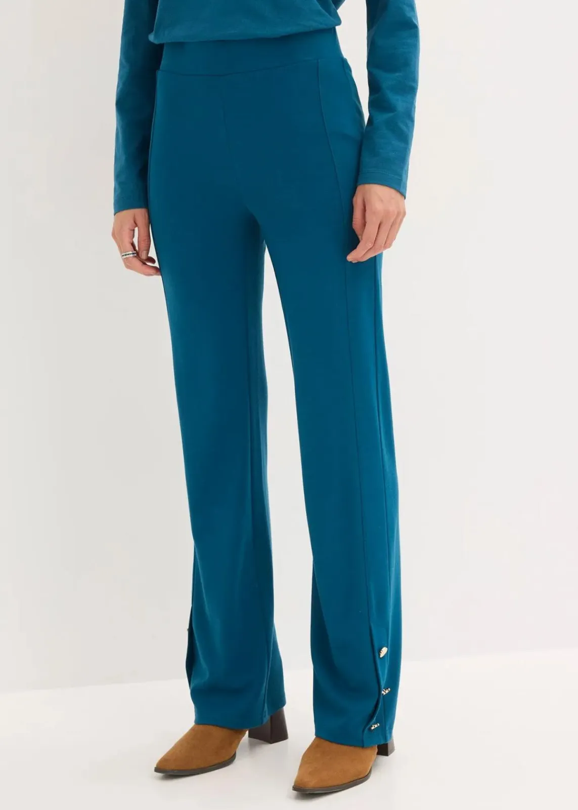 bonprix Bekleidung·Kleider|Hosen^Jersey-Hose aus Punto di Roma blaupetrol