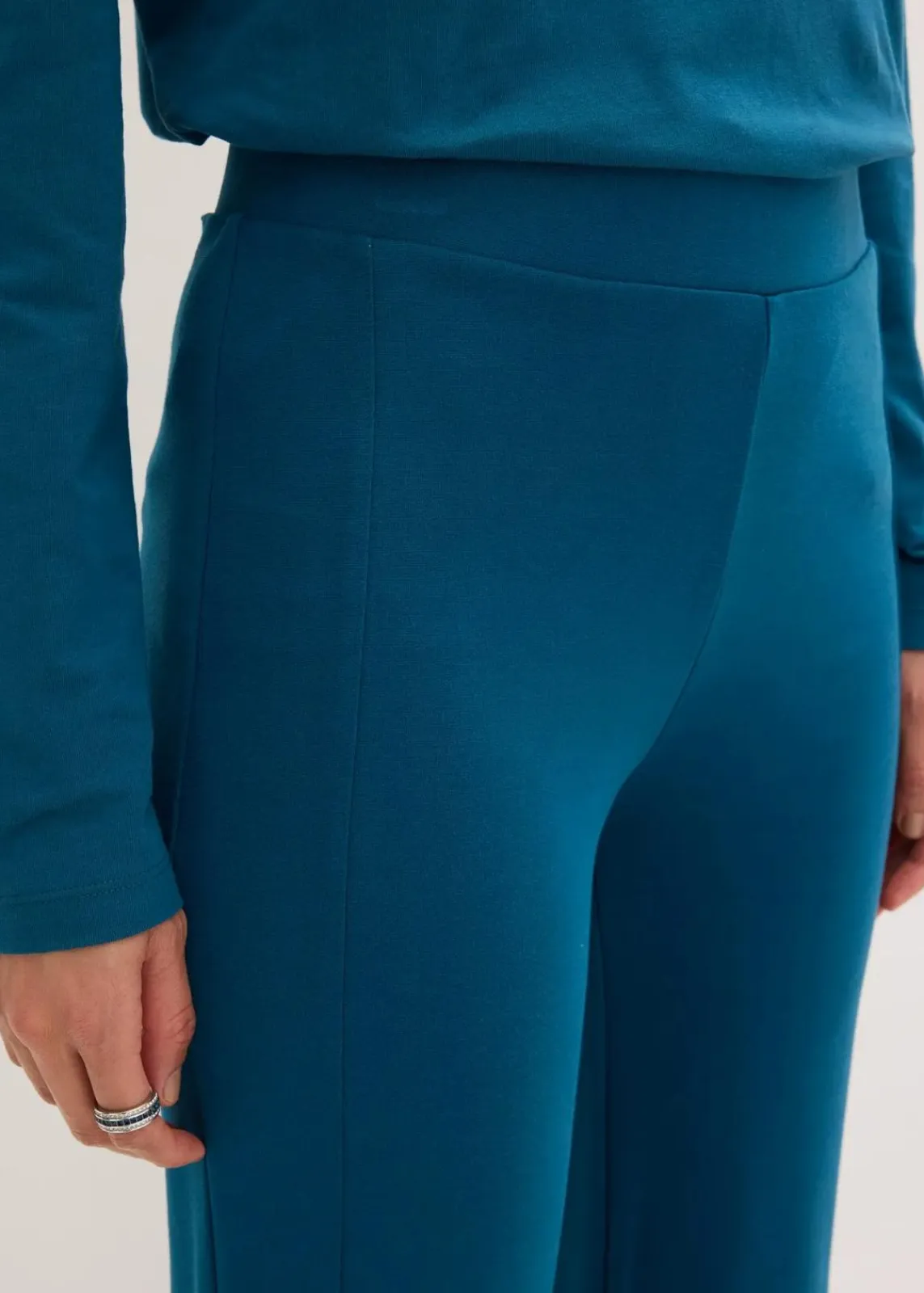 bonprix Bekleidung·Kleider|Hosen^Jersey-Hose aus Punto di Roma blaupetrol