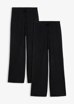 bonprix Bekleidung·Kleider|Hosen^Jersey-Hose aus Rippe (2er Pack) schwarz/schwarz