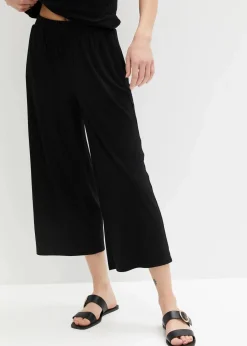 bonprix Bekleidung·Kleider|Hosen^Jersey-Hose aus Rippe mit Bequembund schwarz