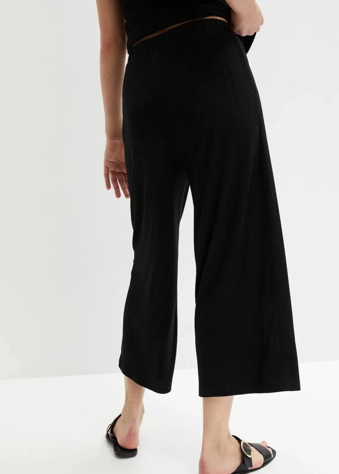 bonprix Bekleidung·Kleider|Hosen^Jersey-Hose aus Rippe mit Bequembund schwarz