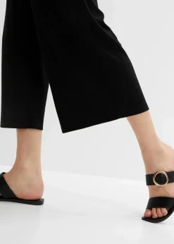 bonprix Bekleidung·Kleider|Hosen^Jersey-Hose aus Rippe mit Bequembund schwarz